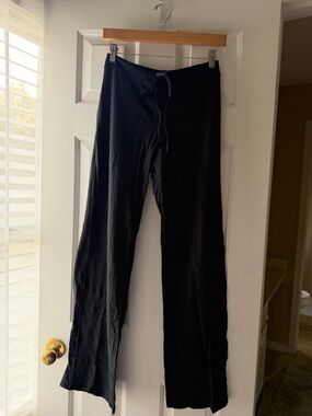 SKIMS Black Drawstring Lounge Pants with Leather Tag